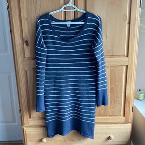 Dynamite Gray & White Stripe Sweater Dress